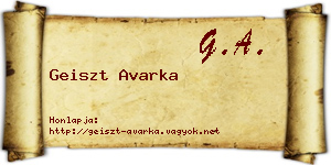 Geiszt Avarka névjegykártya